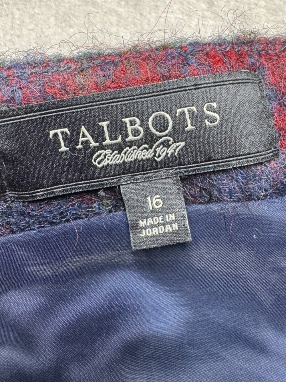 Talbots Wool Alpaca Blend Plaid Red Green Blue Straight Academia Mini Skirt 16 - Picture 14 of 15